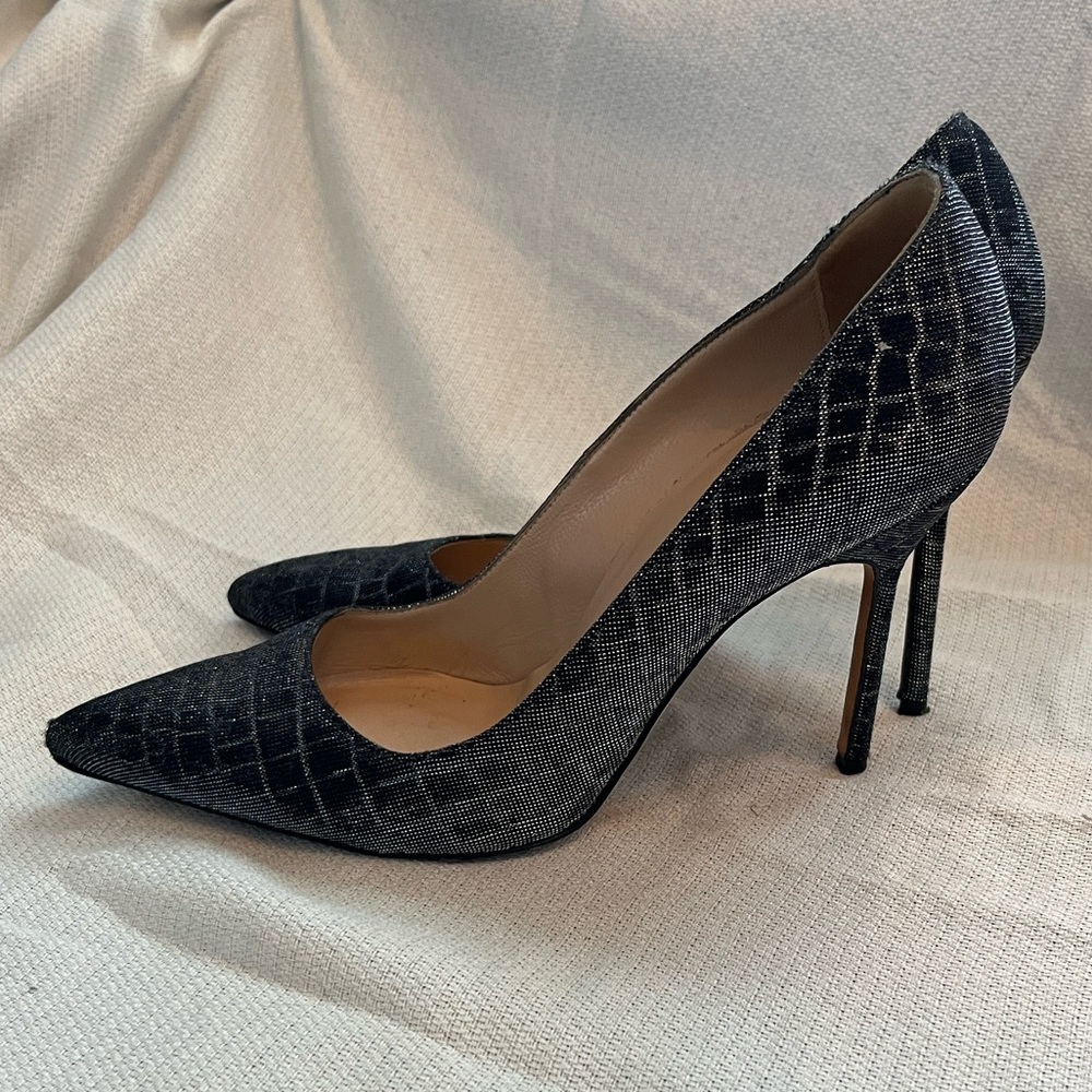 Manolo Blahnik Black Patterned Heels